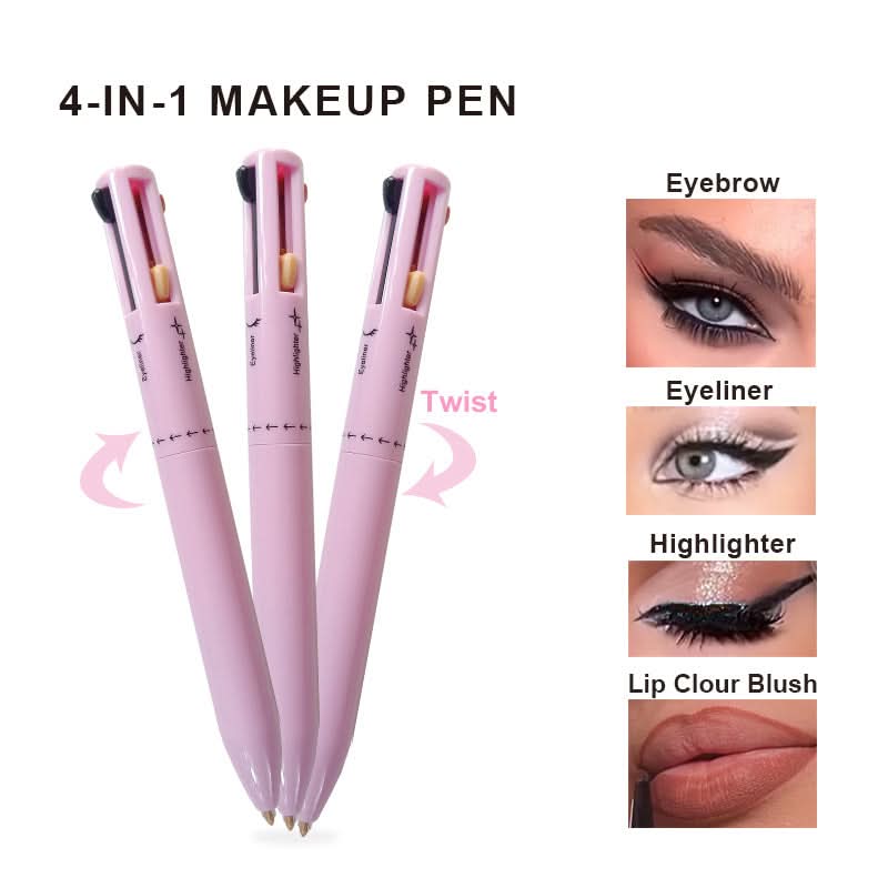 4-in-1 Makeup Pen – Multi-Function Lip Liner, Eyebrow Pencil, Eyeliner & Highlighter