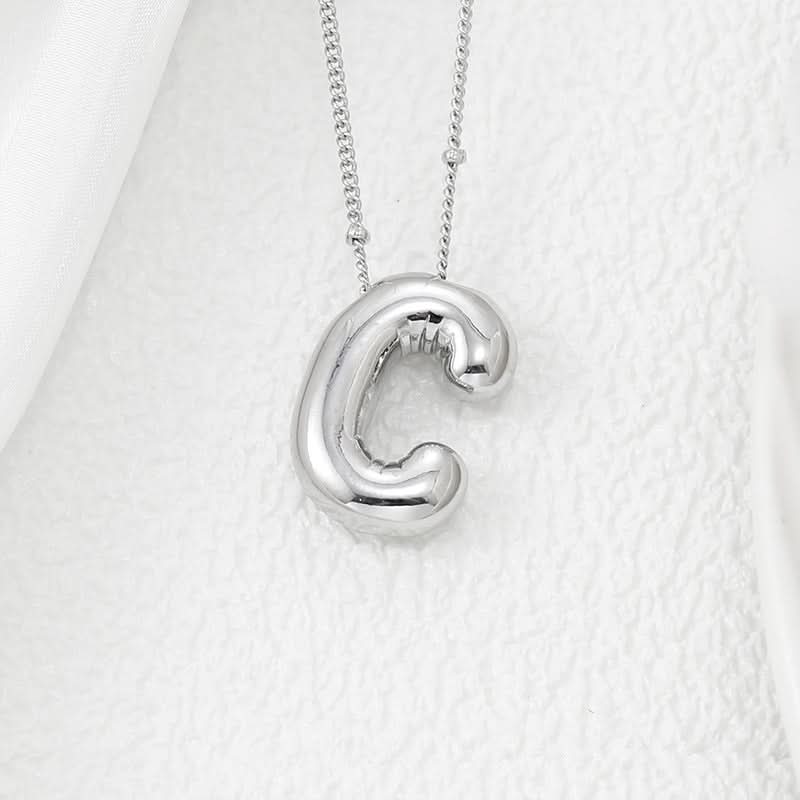 Silver-Plated Alphabet Pendant Necklace – Hip-Hop Style