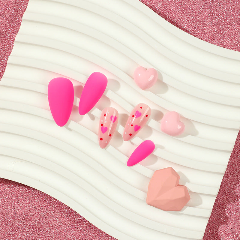 Rose Red Almond Press-On Nails – Valentine’s Day Love Nail Art