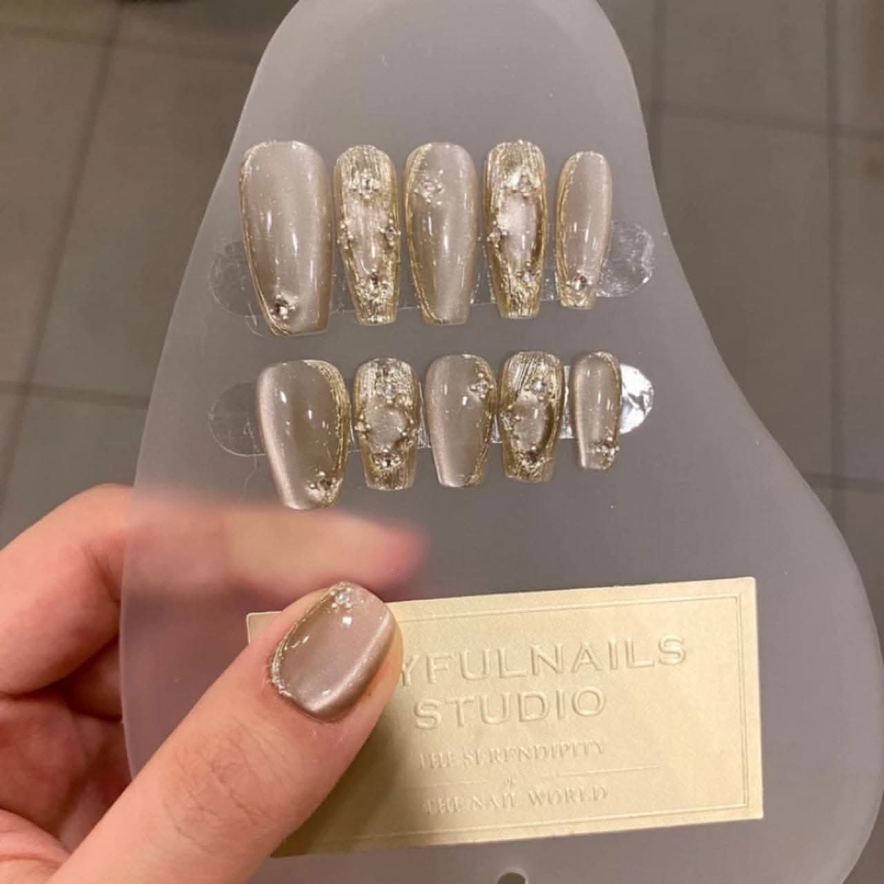 Silver Scepter Buccellati Champagne French Nails