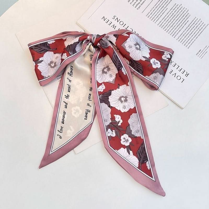 Silk Scarf Ribbon Ponytail Bow - Letter Headband Accessory (Set of 2pcs.)