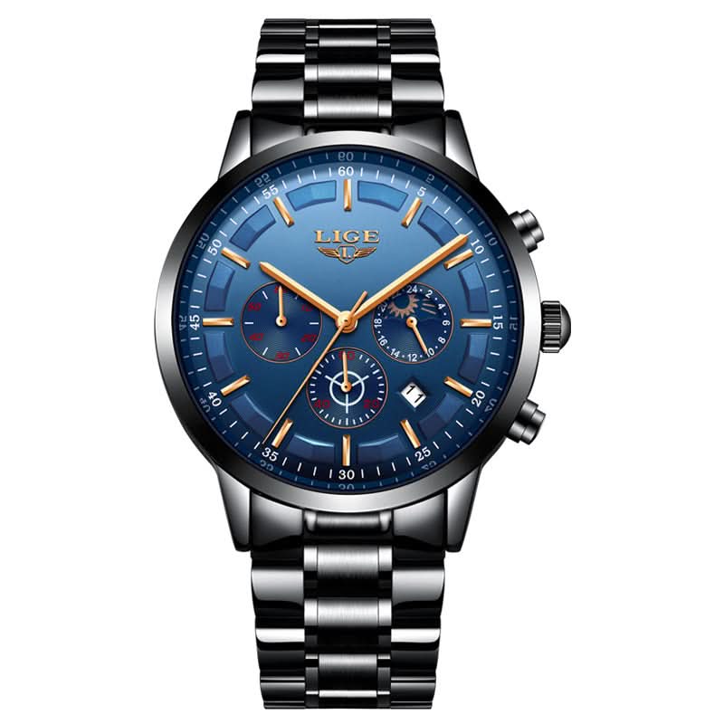 Men’s Stainless Steel Chronograph Watch – Sports Business Timepiece