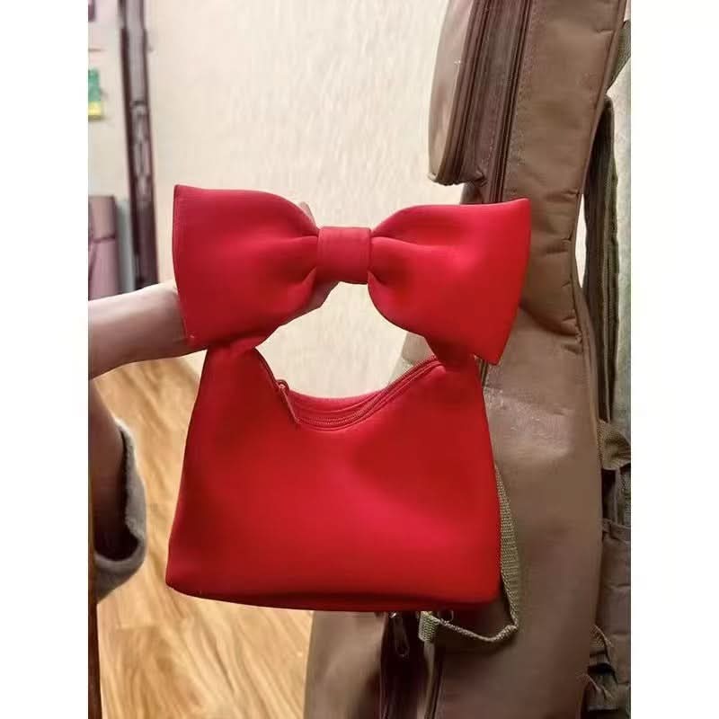 Cute Pink Bowknot Mini Handbag – Soft Cloud Shoulder Bag