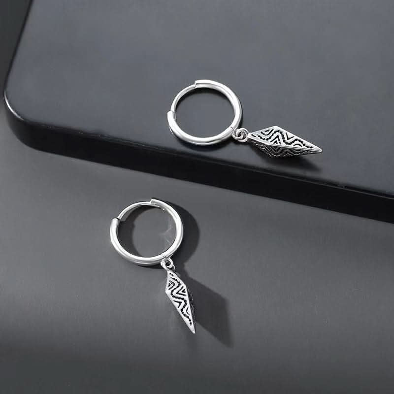Men’s Retro Textured Cone Pendant Earrings – Hip-Hop Style