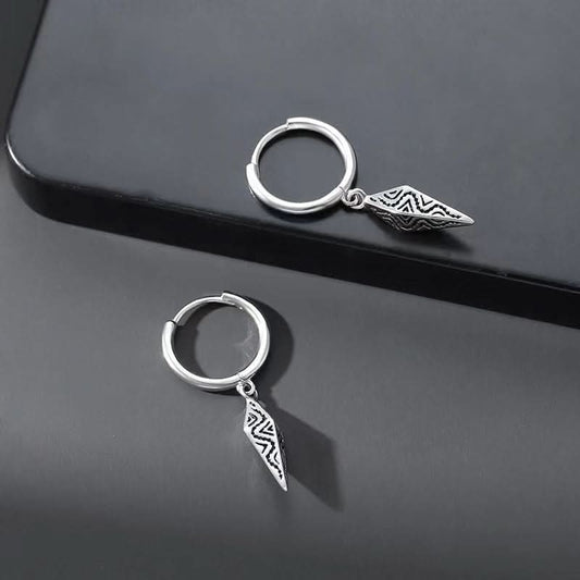 Men’s Retro Textured Cone Pendant Earrings – Hip-Hop Style