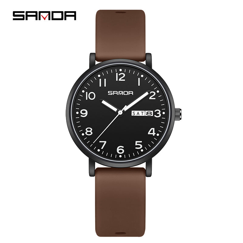 Sanda Waterproof Quartz Watch – Korean Style Silicone Sports Watch for Students