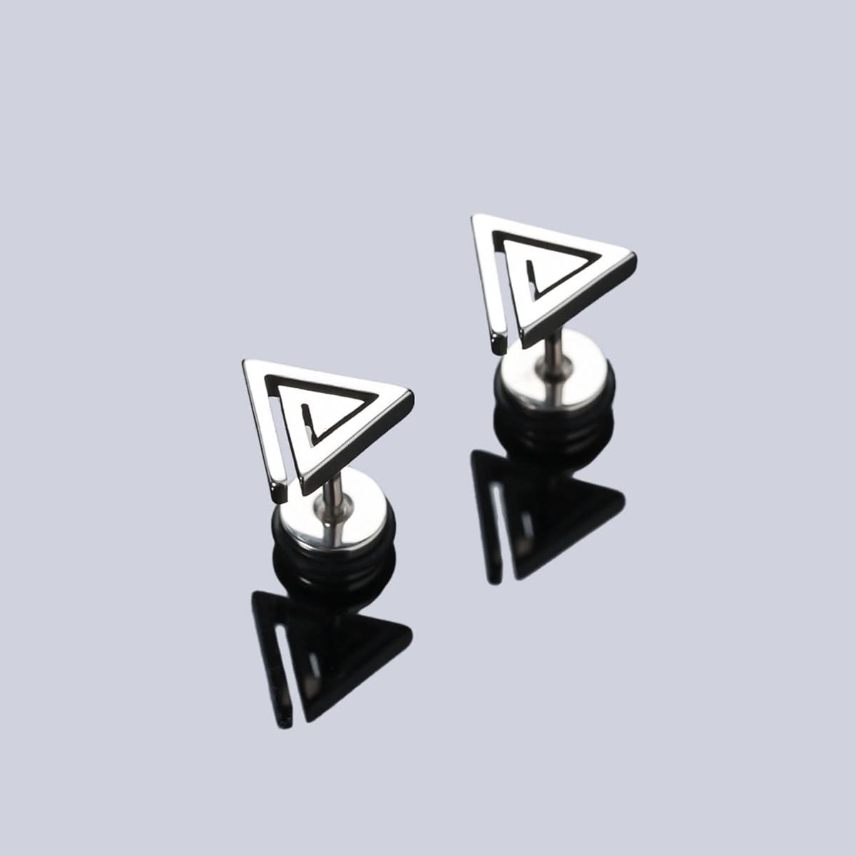 Men's Titanium Steel Triangle Stud Earrings – Unisex Fashion