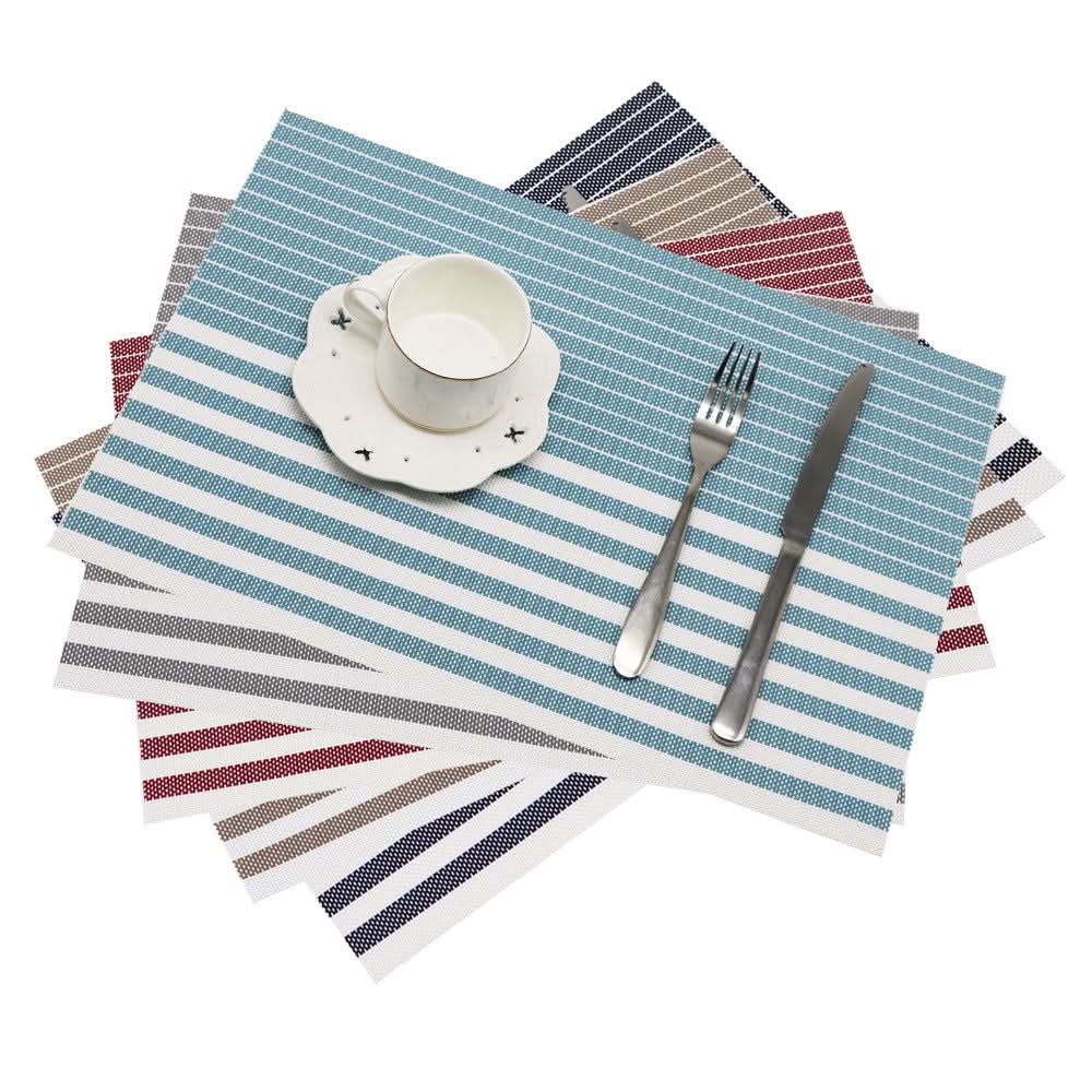 Striped PVC Placemats for Dining Table
