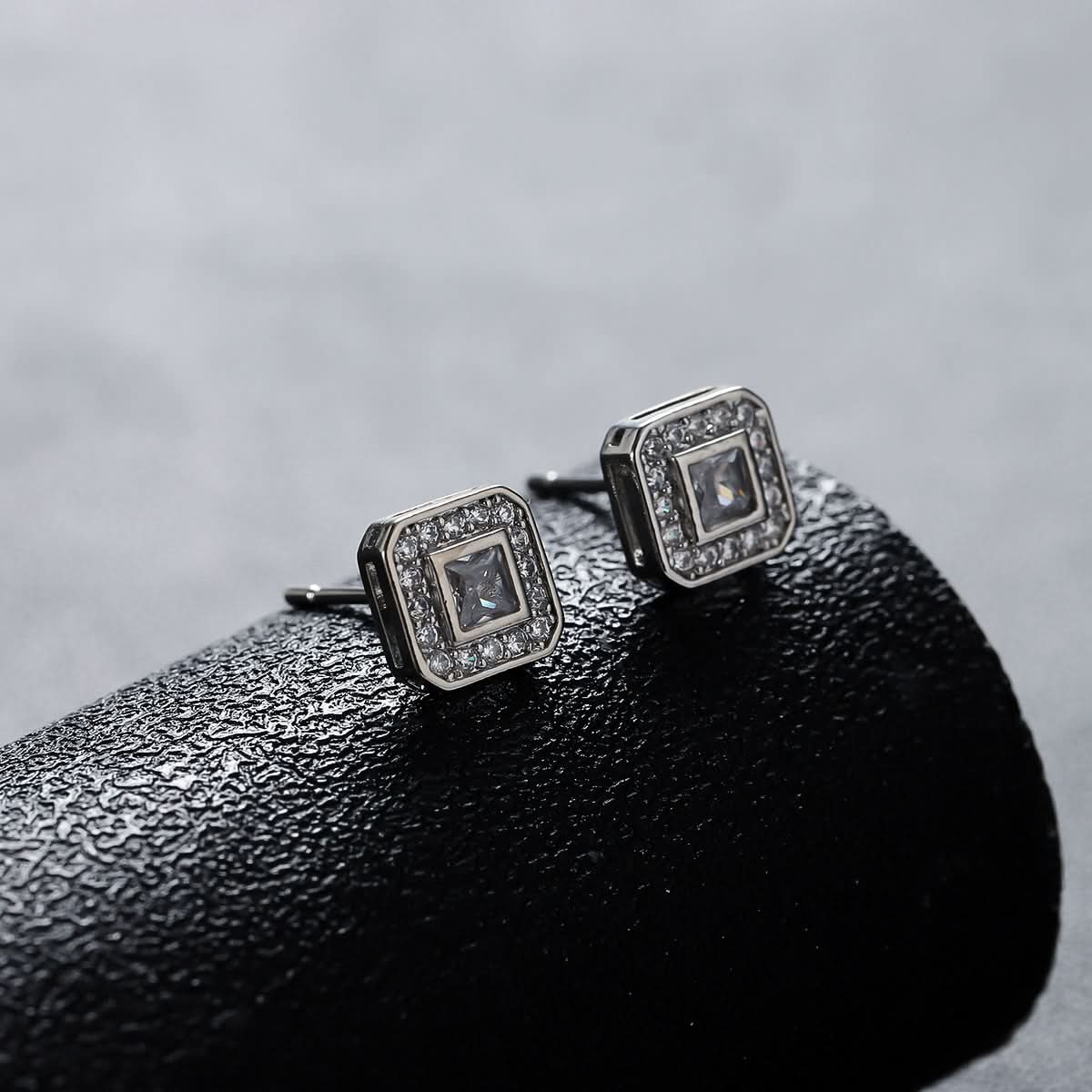 Unisex Silver Zircon Earrings – Titanium Steel Geometric Earrings