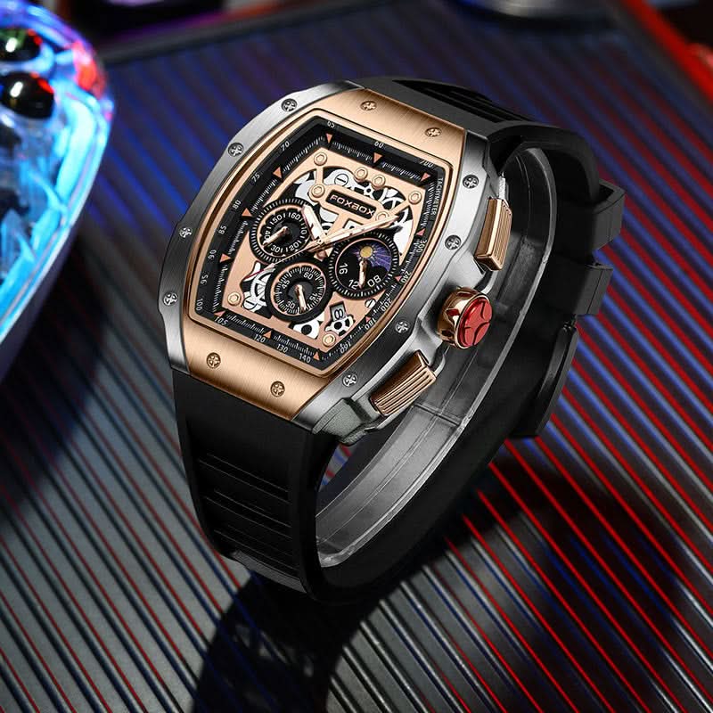 Men’s Multifunction Moon Phase Electronic Watch – Sport Barrel Dial
