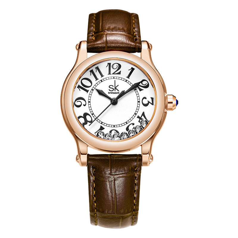 SK Women’s Quartz Watch – Round Dial, Waterproof Basic Fashion Watch