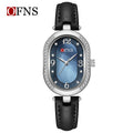 OFNS Diamond Oval Quartz Watch – Waterproof Watch for Women with Leather Strap