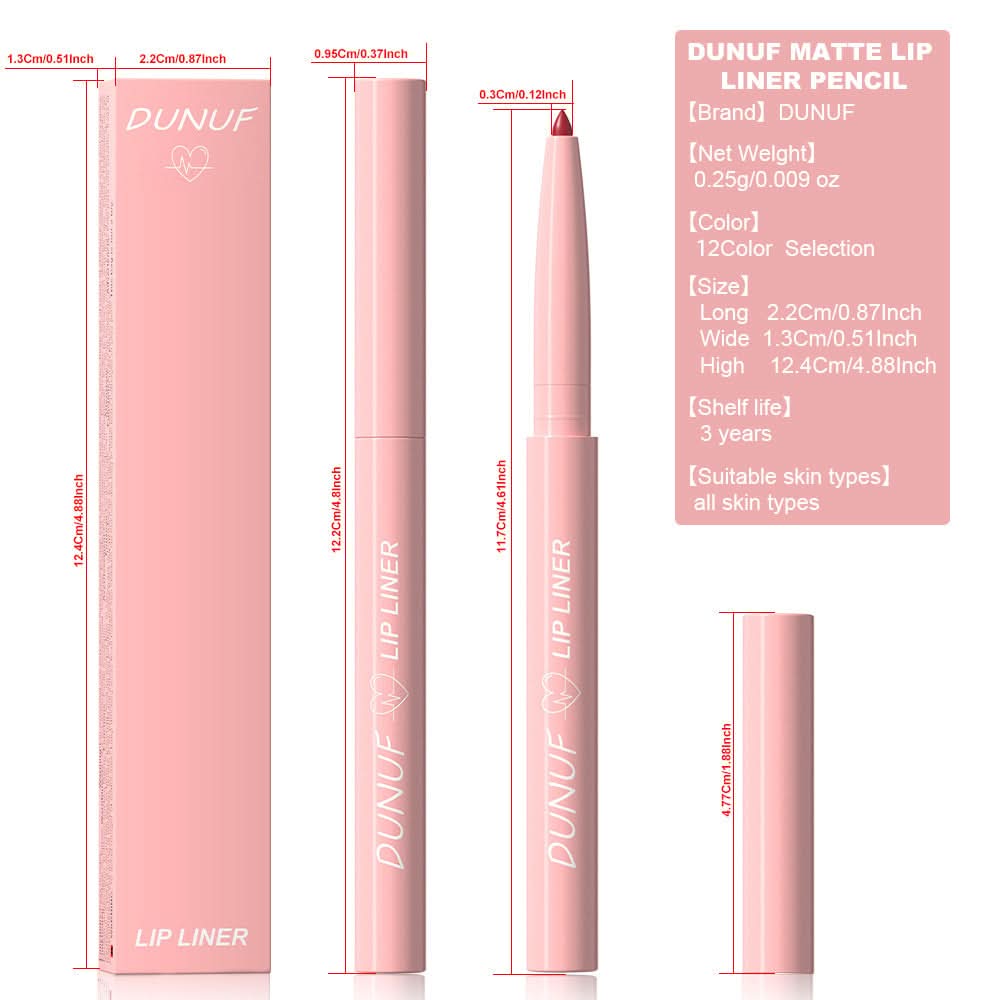 DUNUF Matte Velvet Lip Liner Set – Easy to Apply, Long-Lasting