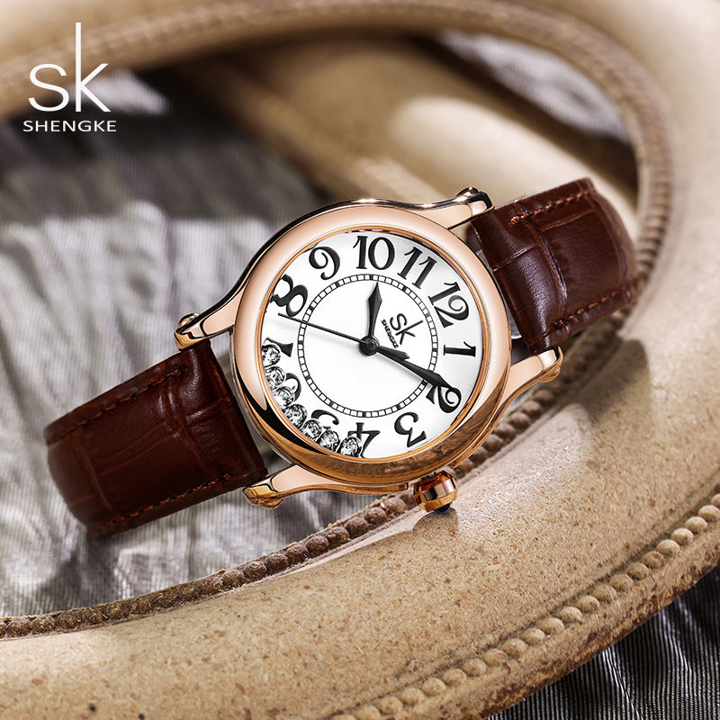 SK Women’s Quartz Watch – Round Dial, Waterproof Basic Fashion Watch