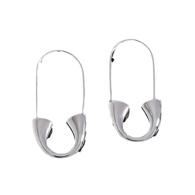 Trendy Silver Safety Pin Earrings Women