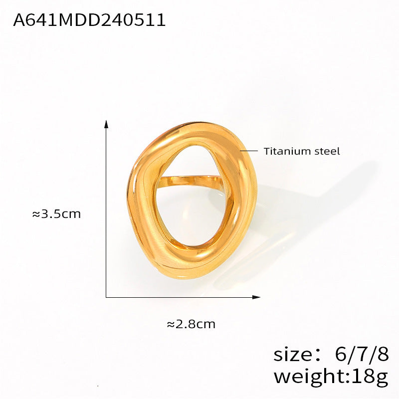 Gold & Silver Titanium Steel Abstract Loop Ring – Modern Minimal Women’s Jewelry