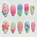 Tropical Flower Stiletto Press-On Nails – Fun Glue-on Acrylic Nails