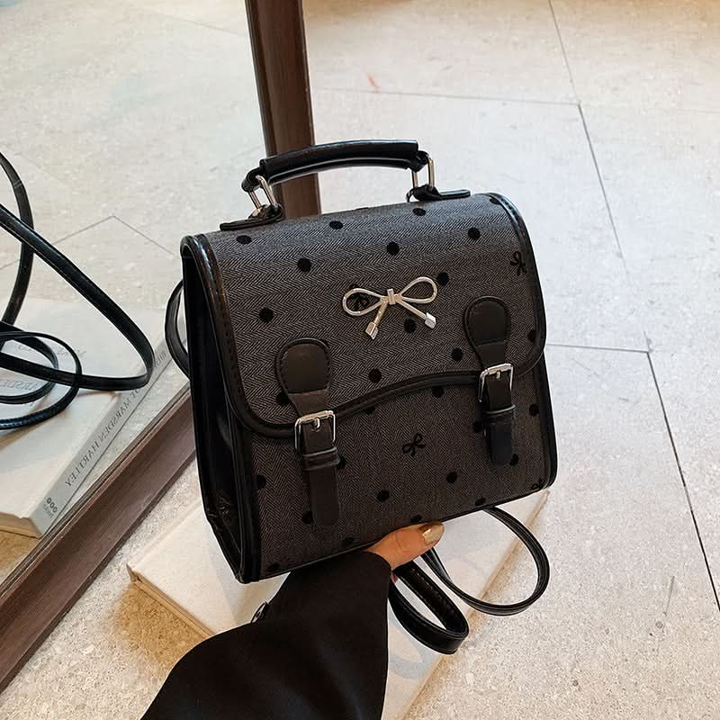 Women’s Polka Dot Bow Mini Backpack – Leather Messenger Bag