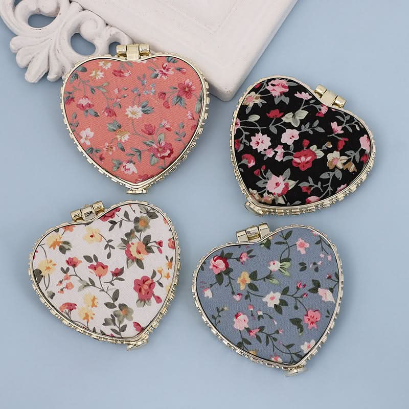 Chinese-Style Portable Mini Makeup Mirror - Double-Sided Folding Design (Set of 2 pcs.)