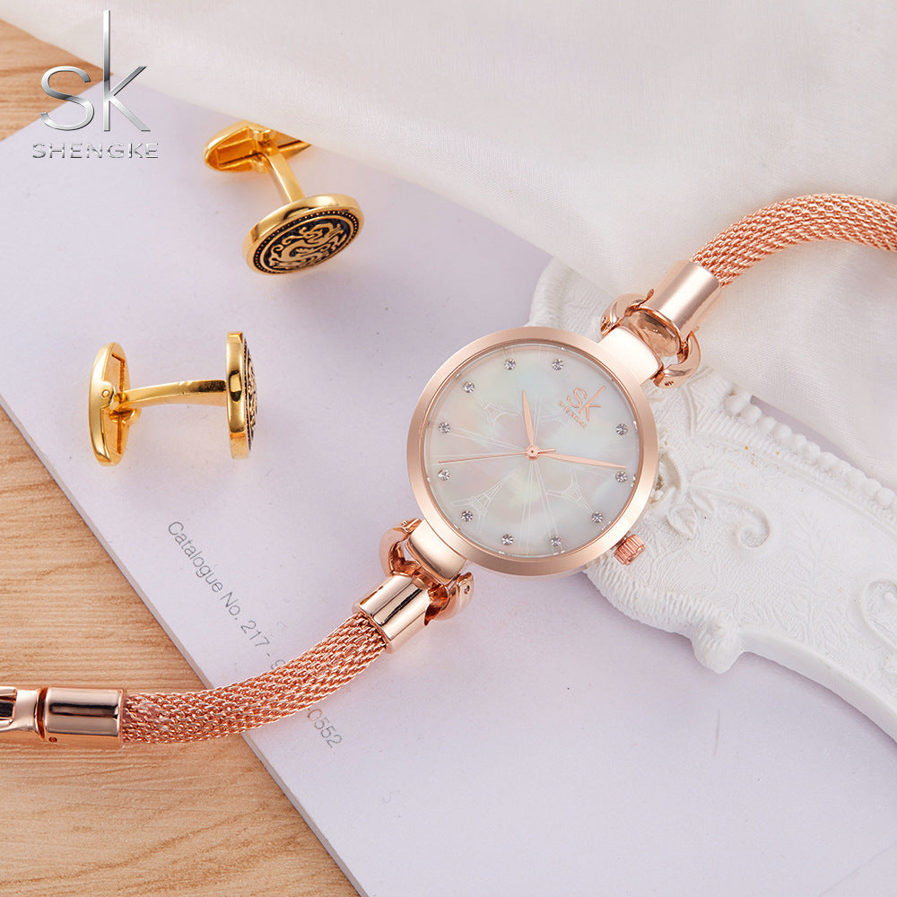 SK Women’s Quartz Bracelet Watch – Round Analog Casual Wristwatch, 30M Waterproof