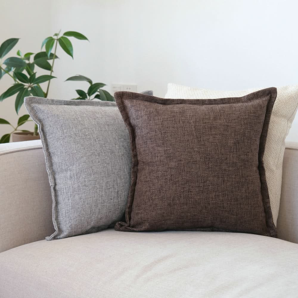 Simple Japanese Style Linen Pillow Cover - Pressed Edge, Multi-Use