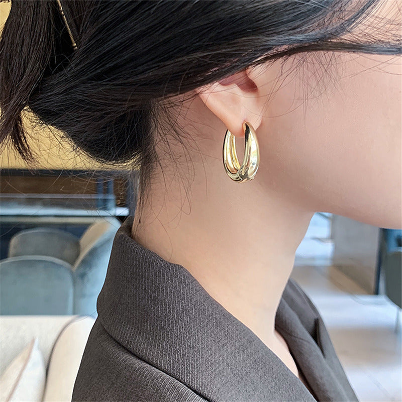 Korean Teardrop Earrings for Women – Retro Minimalist Metal Fashion Jewelry