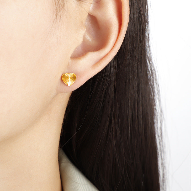 Gold Heart Earrings – Titanium Steel Fashion Jewelry for Women