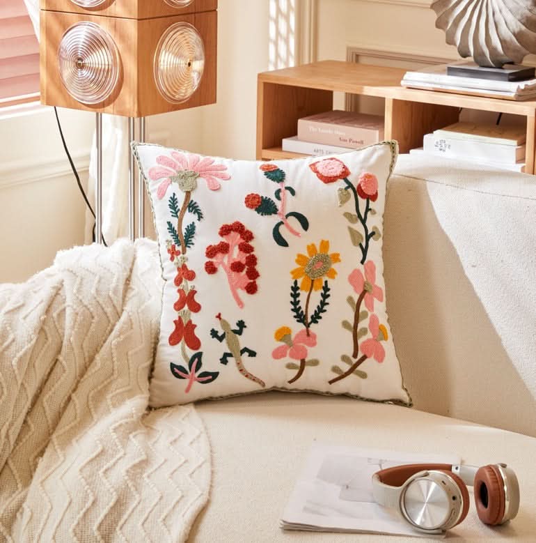 Pastoral Style Embroidered Flower Pillowcase