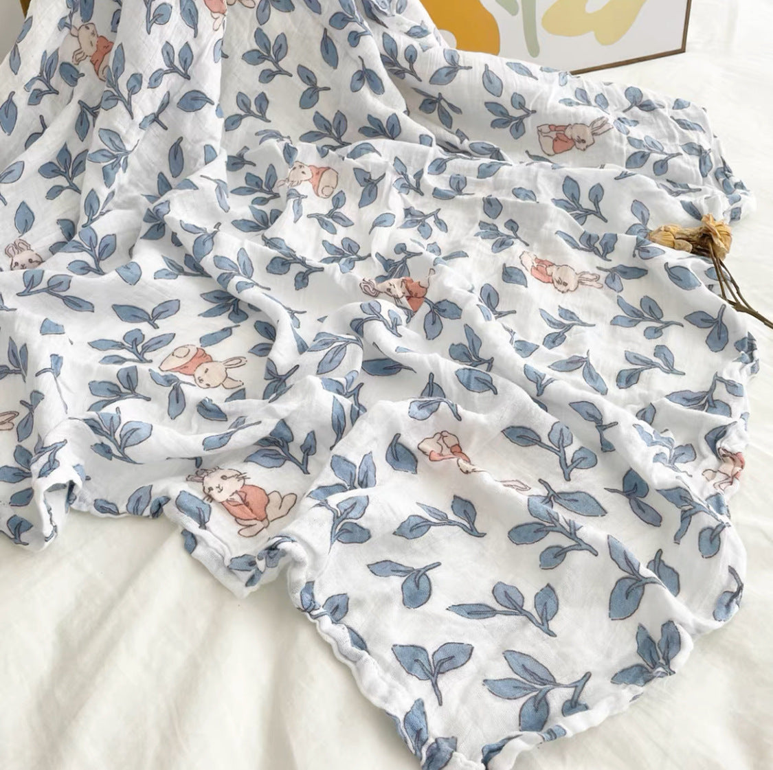 Bamboo Fiber Gauze Scarf & Baby Swaddle – Breathable 4-Layer Wrap Shawl or Blanket