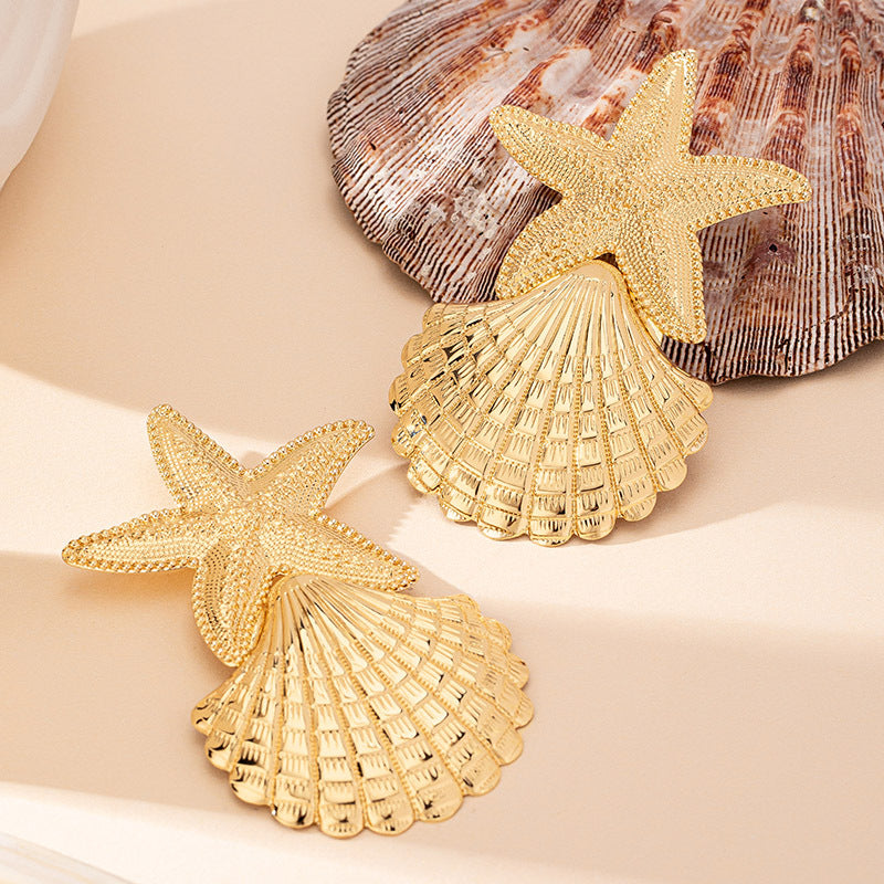 Bohemian Shell Earrings for Women – Alloy Geometric Holiday Fashion Jewelry