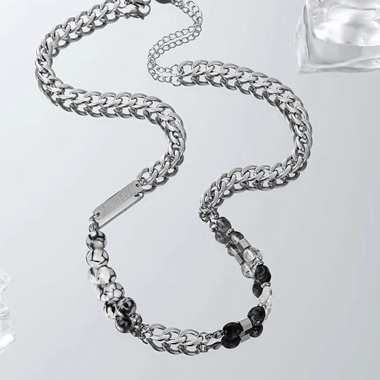 Men’s Ice Crack Stone Necklace – Fashion Jewelry