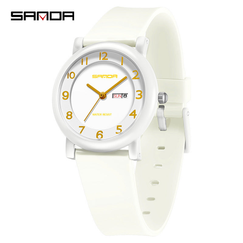 Sanda Kids Quartz Watch – Waterproof Dual Calendar Analog Watch for Students