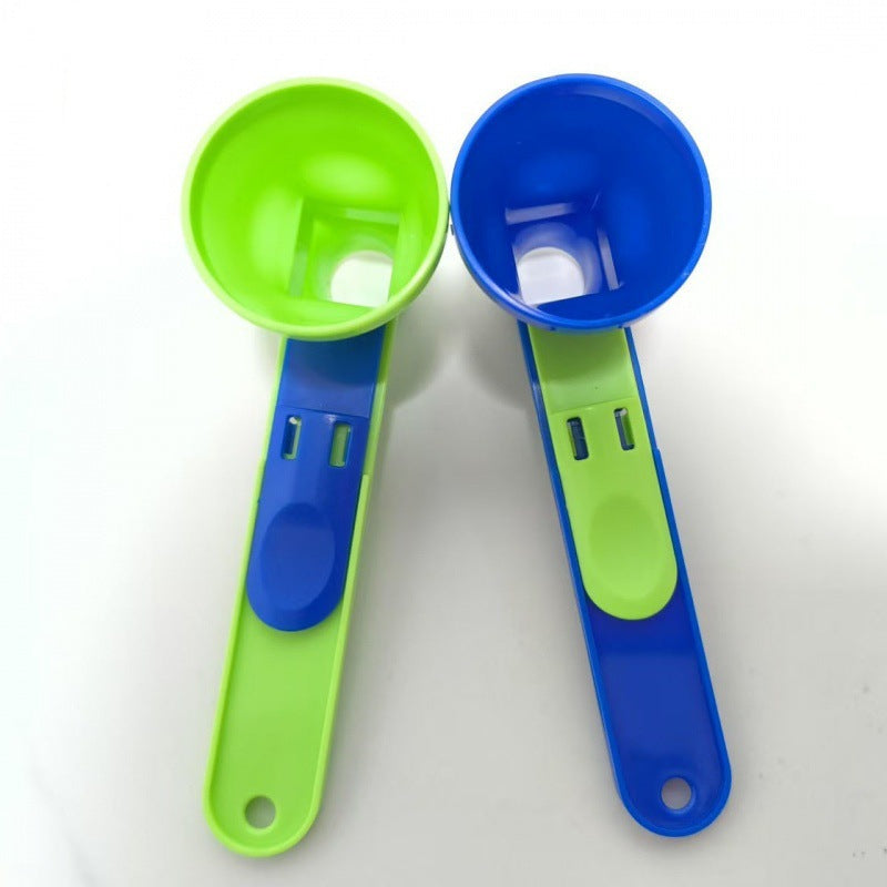 Mess-Free Sliding Measuring Spoon Funnel – Leak-Proof Protein Powder & Coffee Scoop