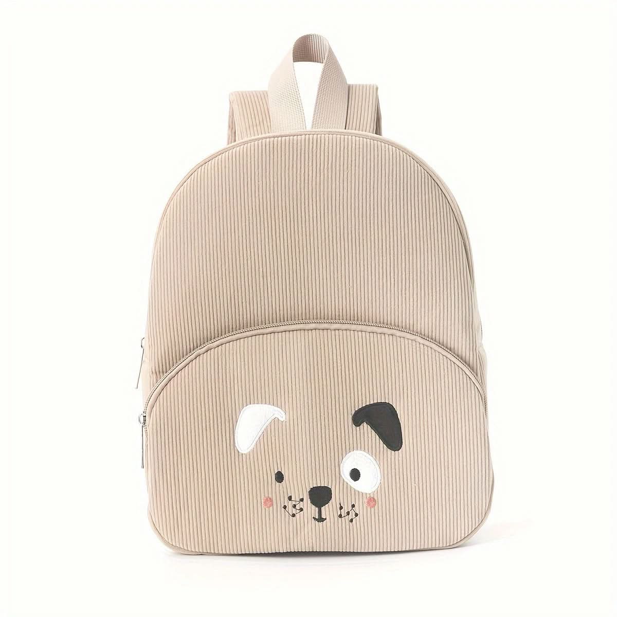 Cute Animal Corduroy Backpack – Plush Cartoon School Bag for Kids