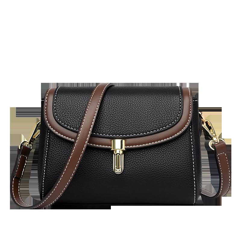 Women's Retro Small Square PU Leather Messenger Bag – With Contrast Design