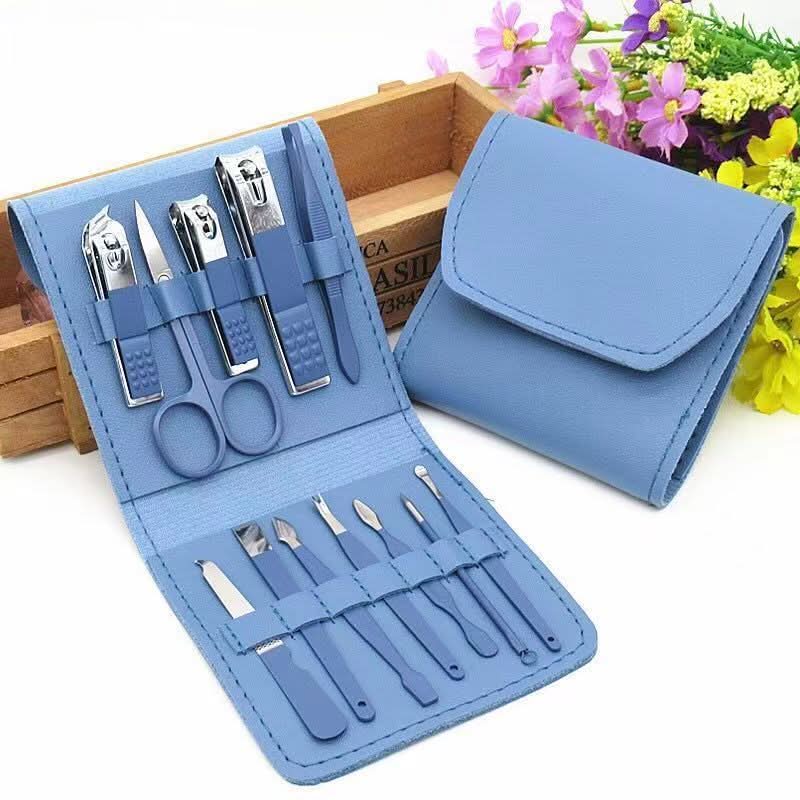 12-Piece Nail Clipper & Manicure Set - Folding Package with Eyebrow Tools