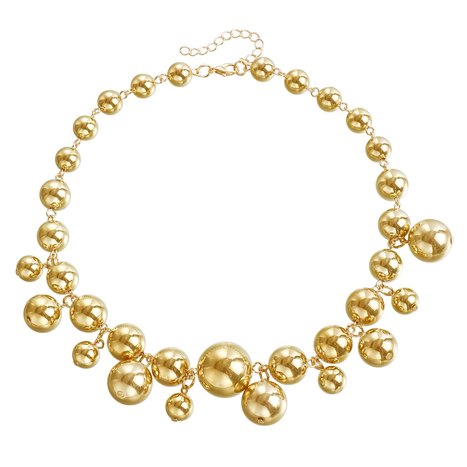 Chunky Beaded Choker Necklace Set – Punk Gold Statement Jewelry Set for Women