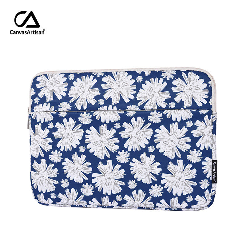 Blue Floral Laptop Sleeve – Waterproof Shockproof Notebook Case, Unisex Fit, 11–15 inch
