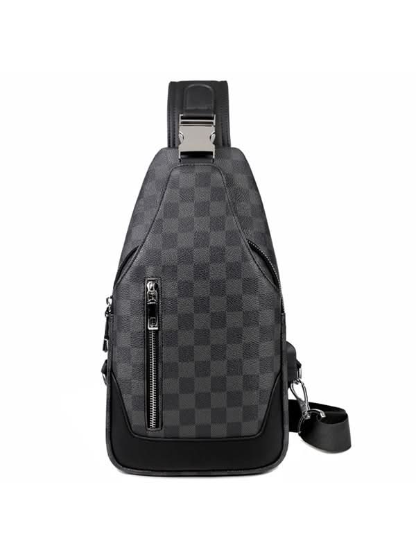 Men’s Checkerboard Chest Bag – Large Capacity Shoulder Sling Backpack
