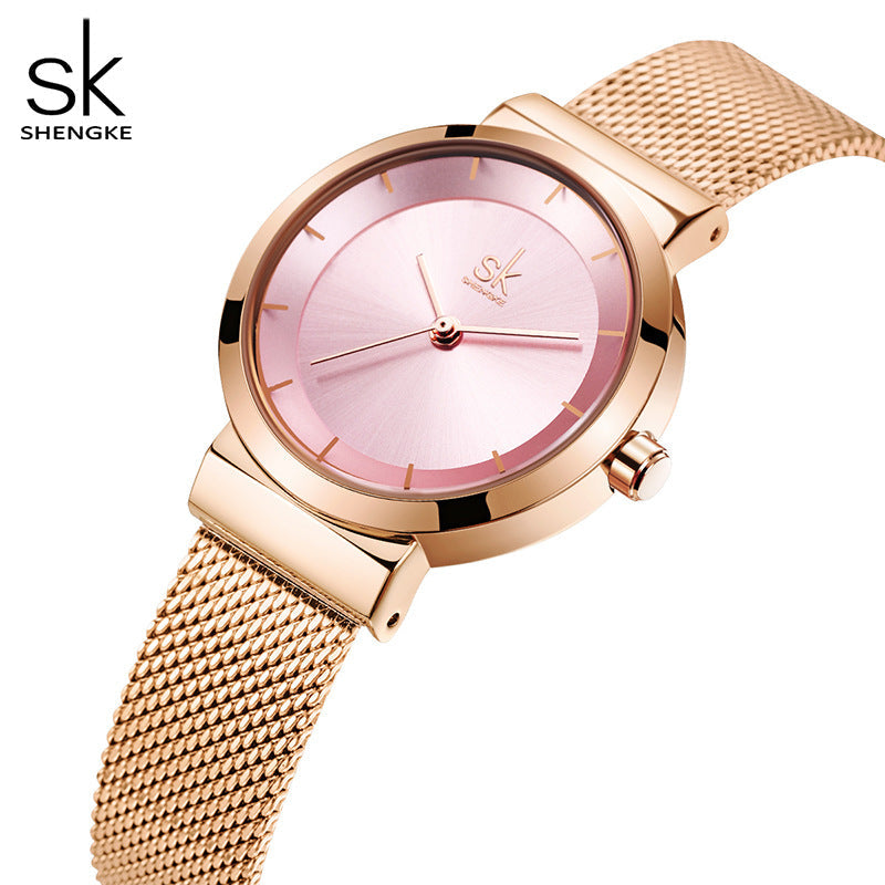 SK Fashion Women's Square Quartz Watch – Waterproof Stainless Steel Strap