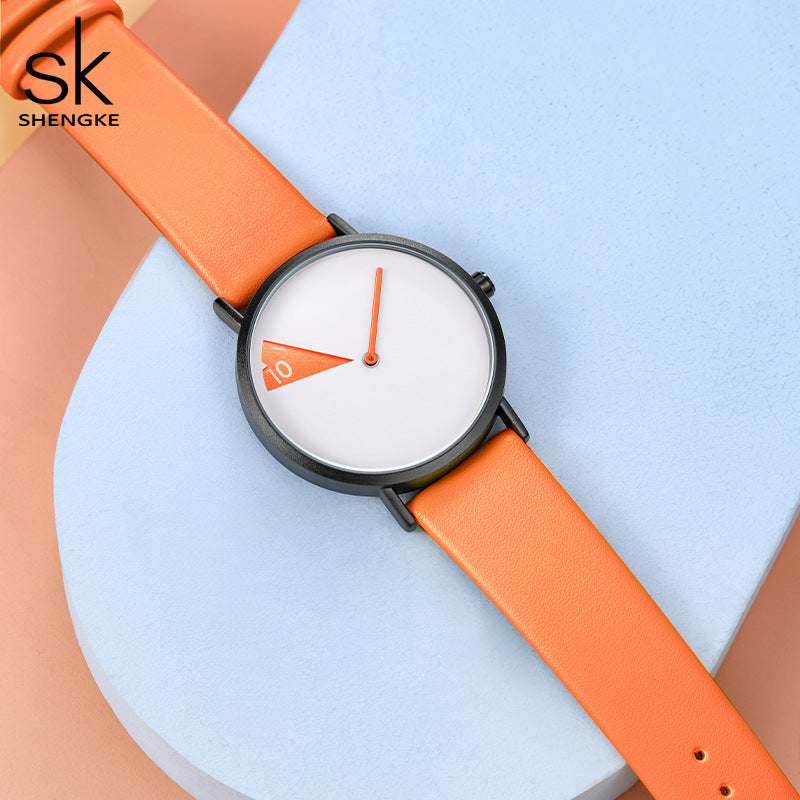 SK Women’s Quartz Watch – Fashion Waterproof Casual Leather Strap Wristwatch
