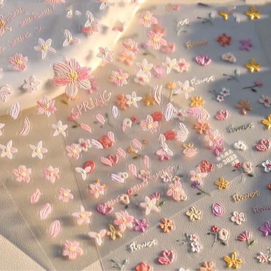 Laser Floral Nail Stickers - Retro Chic