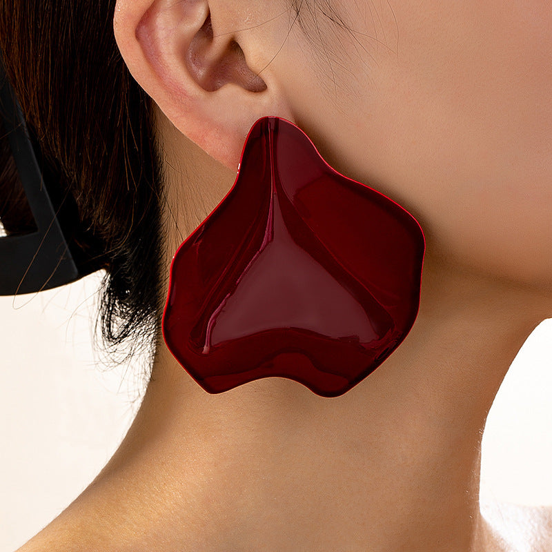 Rose Petal Earrings for Women – Alloy Geometric Luxury Statement Jewelry