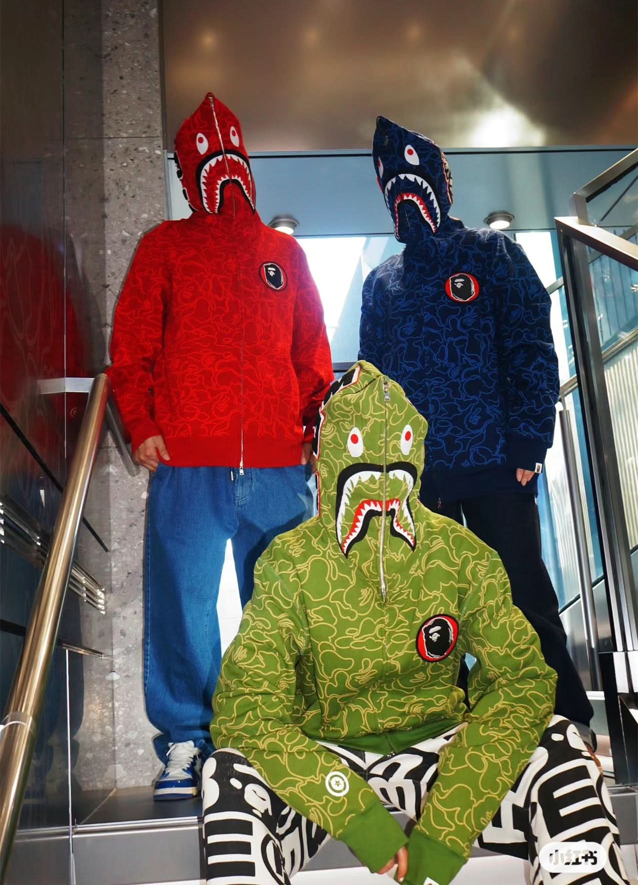 Men’s Camouflage Shark Hoodie, Zip-Up Jacket