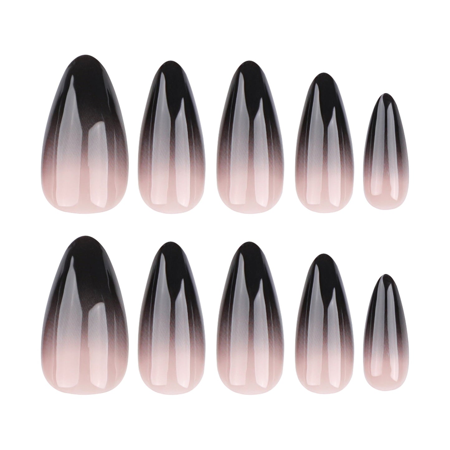 Chic Black Ombre Stiletto Press-On Nails – Long Gradient Acrylic Glue-On Set