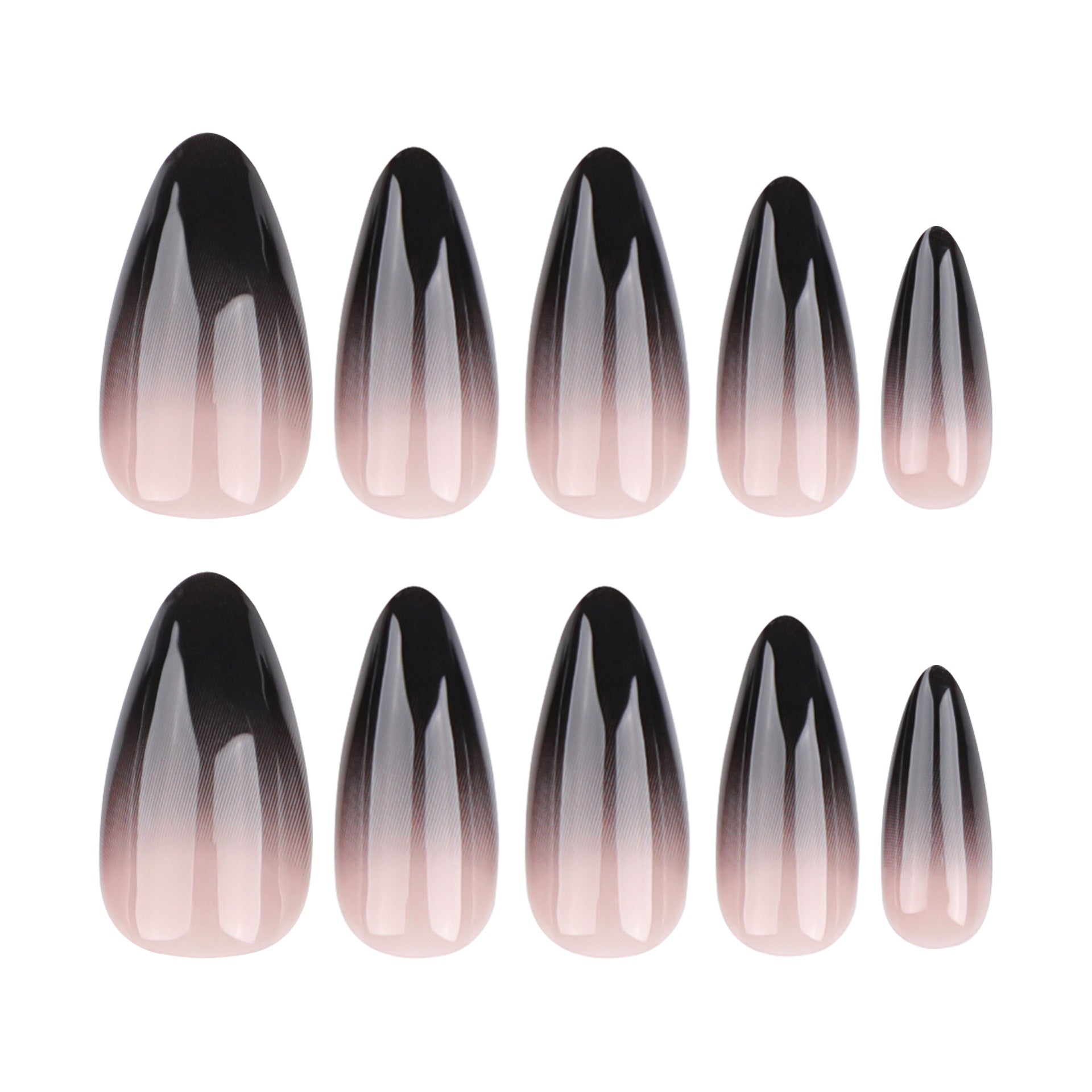 Chic Black Ombre Stiletto Press-On Nails – Long Gradient Acrylic Glue-On Set
