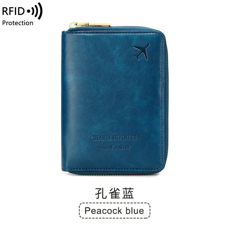 RFID Blocking Passport Holder – Compact Travel Wallet with Zipper