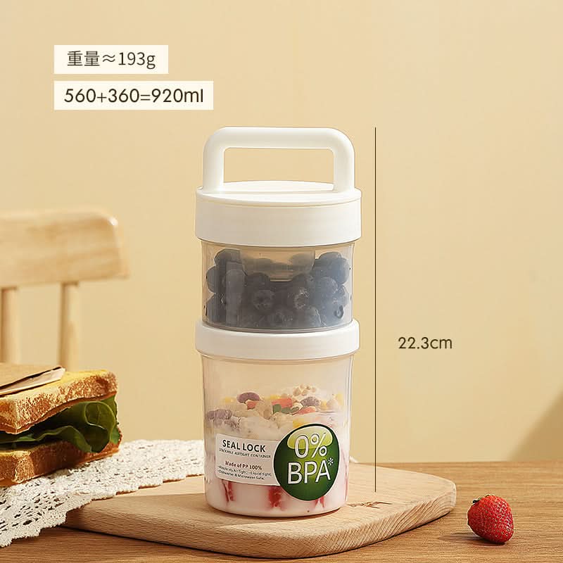 Portable Yogurt & Snack Double-Layer Oatmeal & Salad Cup - 920-1120ml