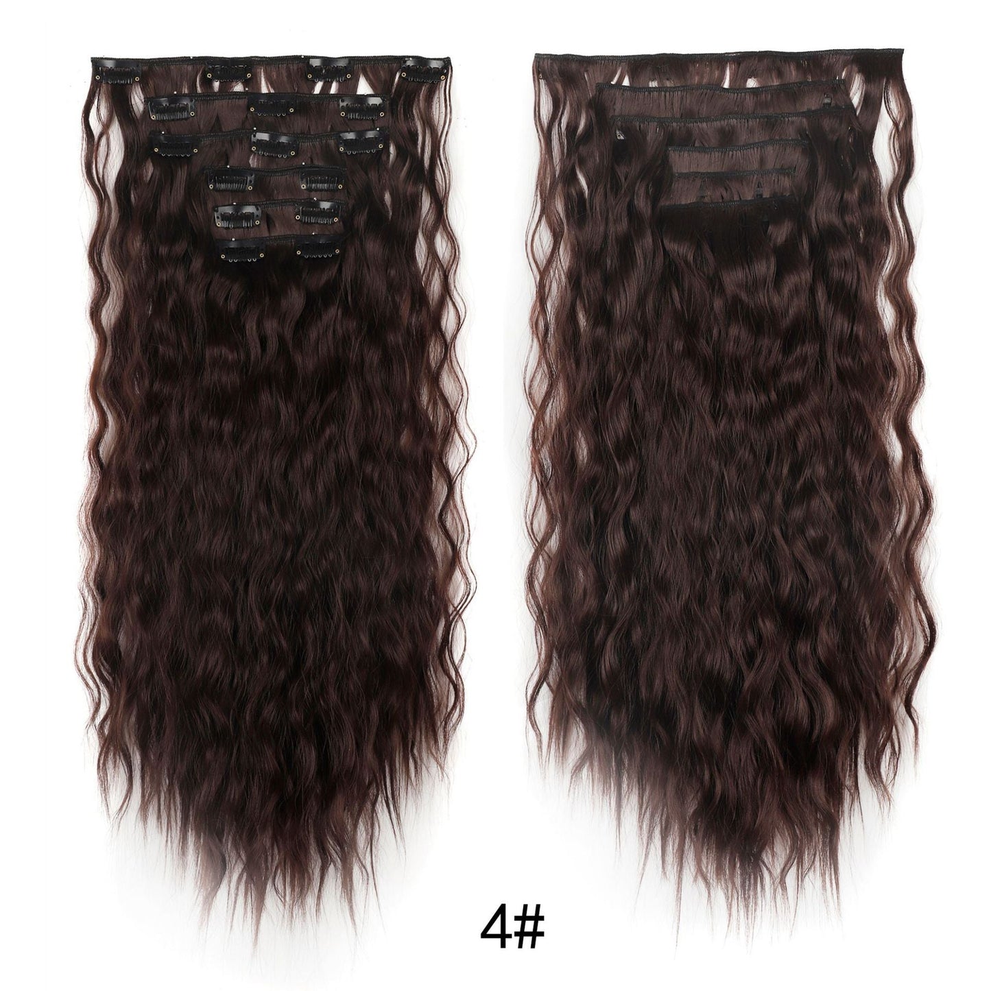 6-Piece Clip-In Long Curly Hair Extensions – Synthetic Fiber Wig Set for Women (About 60cm)