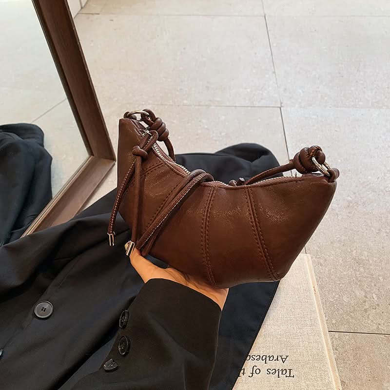 Women’s Retro PU Leather Dumpling Bag – Trendy Small Shoulder Bag